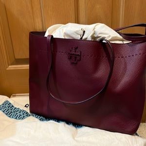 Large Tory Burch, pebbled, leather, McGraw tote